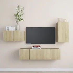 Set de muebles salón TV 4 pzas madera ingeniería roble Sonoma de vidaXL, Muebles TV - Ref: Foro24-3078992, Precio: 120,89 €, ...