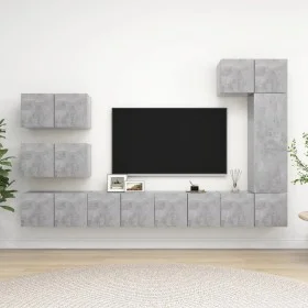 Set muebles de salón TV 8 pzas madera ingeniería gris hormigón de vidaXL, Muebles TV - Ref: Foro24-3079136, Precio: 254,31 €,...