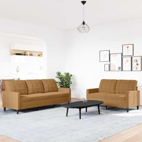 Juego de sofás con cojines 2 piezas terciopelo marrón en Sofás | Comprar online en Foru.es