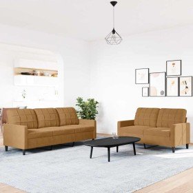 Juego de sofás con cojines 2 piezas terciopelo marrón en Sofás | Comprar online en Foru.es