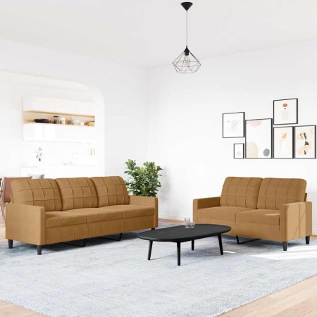 Juego de sofás con cojines 2 piezas terciopelo marrón en Sofás | Comprar online en Foru.es
