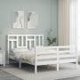 Estructura de cama con cabecero madera maciza blanco 120x200 cm de vidaXL, Camas y somieres - Ref: Foro24-3194957, Precio: 12...