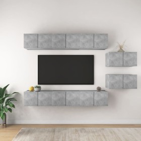 Set muebles de salón TV 8 pzas madera ingeniería gris hormigón de vidaXL, Muebles TV - Ref: Foro24-3079147, Precio: 219,29 €,...