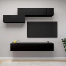 Set de muebles de salón TV 7 piezas madera de ingeniería negro de vidaXL, Muebles TV - Ref: Foro24-3078834, Precio: 219,86 €,...