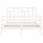 Estructura de cama con cabecero madera maciza blanco 120x200 cm de vidaXL, Camas y somieres - Ref: Foro24-3194957, Precio: 12...