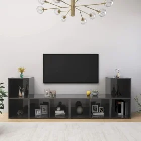 Muebles de salón de pared 4 pzas madera ingeniería gris brillo de vidaXL, Muebles TV - Ref: Foro24-3079978, Precio: 123,90 €,...