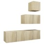 Set muebles de salón TV 4 piezas madera ingeniería roble Sonoma de vidaXL, Muebles TV - Ref: Foro24-3079049, Precio: 109,66 €...