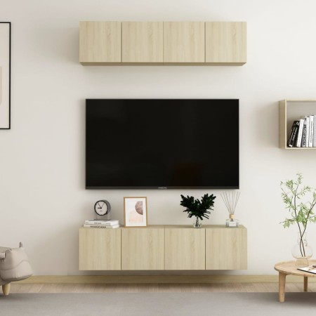 Juego de muebles de salón 4 piezas roble Sonoma 60x30x30 cm de vidaXL, Muebles TV - Ref: Foro24-3078954, Precio: 127,88 €, De...