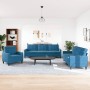 Juego de sofás con cojines 3 piezas terciopelo azul en Sofás | Comprar online en Foru.es