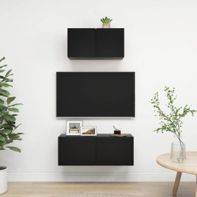 Set de muebles de salón TV 2 pzas madera de ingeniería negro de vidaXL, Muebles TV - Ref: Foro24-3078805, Precio: 76,48 €, De...