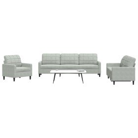 Juego de sofás con cojines 4 piezas terciopelo gris claro en Sofás | Comprar online en Foru.es