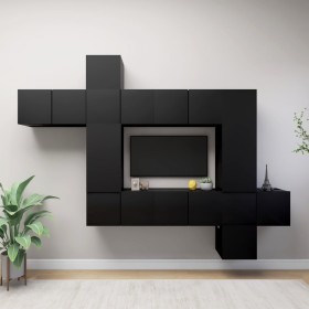 Set de muebles de salón TV 10 piezas madera ingeniería negro de vidaXL, Muebles TV - Ref: Foro24-3078842, Precio: 309,93 €, D...
