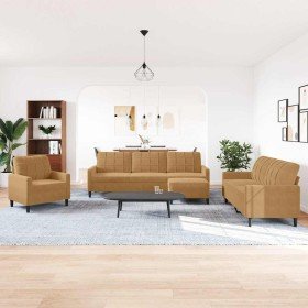 Juego de sofás con cojines 4 piezas terciopelo marrón en Sofás | Comprar online en Foru.es