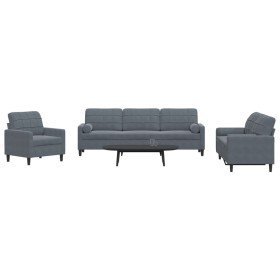 Juego de sofás con cojines 3 piezas terciopelo gris oscuro en Sofás | Comprar online en Foru.es