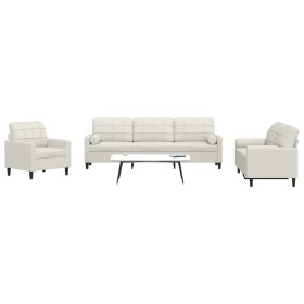 Juego de sofás con cojines 3 piezas terciopelo crema en Sofás | Comprar online en Foru.es