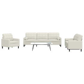 Juego de sofás con cojines 3 piezas terciopelo crema en Sofás | Comprar online en Foru.es