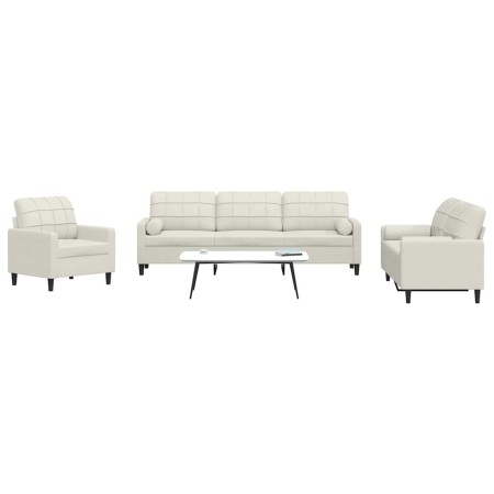 Juego de sofás con cojines 3 piezas terciopelo crema en Sofás | Comprar online en Foru.es