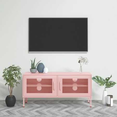 Mueble para TV de acero rosa 105x35x50 cm de vidaXL, Muebles TV - Ref: Foro24-336238, Precio: 132,46 €, Descuento: %
