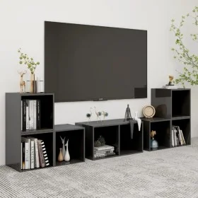Muebles de salón 6 piezas madera de ingeniería gris brillo de vidaXL, Muebles TV - Ref: Foro24-3080059, Precio: 122,33 €, Des...