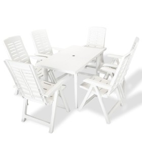 Juego de comedor de jardín 7 piezas plástico blanco en Conjuntos de jardín | Comprar online en Foru.es