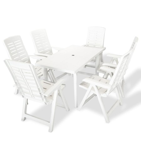 Juego de comedor de jardín 7 piezas plástico blanco en Conjuntos de jardín | Comprar online en Foru.es