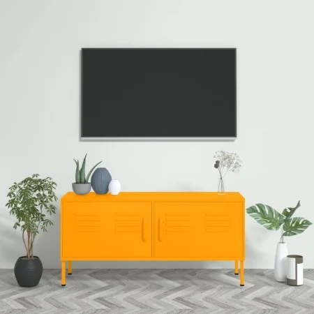 Mueble para TV de acero amarillo mostaza 105x35x50 cm de vidaXL, Muebles TV - Ref: Foro24-336227, Precio: 157,00 €, Descuento: %