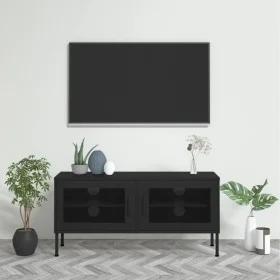 Black steel TV cabinet 105x35x50 cm by vidaXL, TV Furniture - Ref: Foro24-336241, Price: 138,85 €, Discount: %