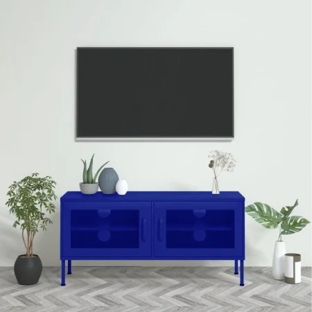 Mueble para TV de acero azul marino 105x35x50 cm de vidaXL, Muebles TV - Ref: Foro24-336235, Precio: 154,89 €, Descuento: %