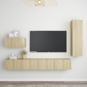 Juego de muebles de salón 4 piezas roble Sonoma de vidaXL, Muebles TV - Ref: Foro24-3078991, Precio: 165,00 €, Descuento: %