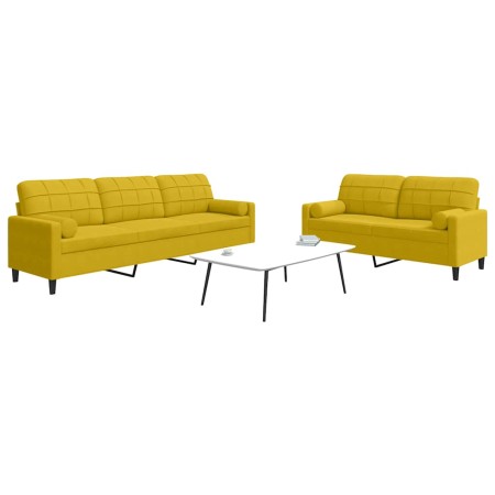 Juego de sofás con cojines 2 piezas terciopelo amarillo en Sofás | Comprar online en Foru.es