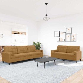 Juego de sofás con cojines 2 piezas terciopelo marrón en Sofás | Comprar online en Foru.es