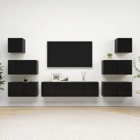 Juego de mueble para TV de 8 piezas aglomerado negro de vidaXL, Muebles TV - Ref: Foro24-3078819, Precio: 246,32 €, Descuento: %
