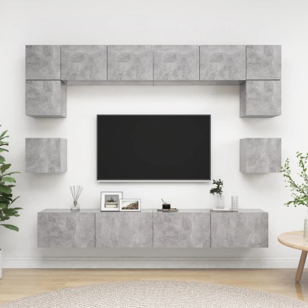 Set muebles de salón TV 8 pzas madera ingeniería gris hormigón de vidaXL, Muebles TV - Ref: Foro24-3079112, Precio: 269,21 €,...