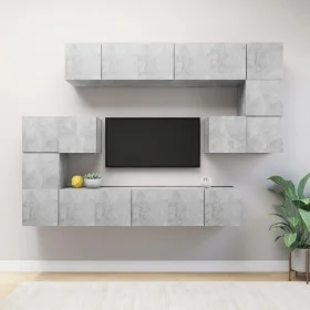 Set de muebles de salón 10 pzas madera ingeniería gris hormigón de vidaXL, Muebles TV - Ref: Foro24-3079144, Precio: 276,38 €...