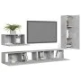 Set muebles de salón TV 4 pzas madera ingeniería gris hormigón de vidaXL, Muebles TV - Ref: Foro24-3079096, Precio: 176,28 €,...