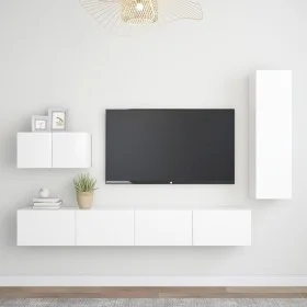 Set de muebles de salón TV 4 piezas madera de ingeniería blanco de vidaXL, Muebles TV - Ref: Foro24-3078676, Precio: 209,94 €...