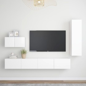 Set de muebles de salón TV 4 piezas madera de ingeniería blanco de vidaXL, Muebles TV - Ref: Foro24-3078676, Precio: 189,78 €...