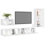 Set de muebles de salón TV 4 piezas madera de ingeniería blanco de vidaXL, Muebles TV - Ref: Foro24-3078676, Precio: 189,78 €...