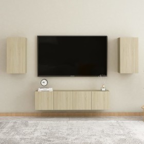 Muebles de pared de TV 4 pzas aglomerado color roble Sonoma de vidaXL, Muebles TV - Ref: Foro24-3078957, Precio: 132,06 €, De...