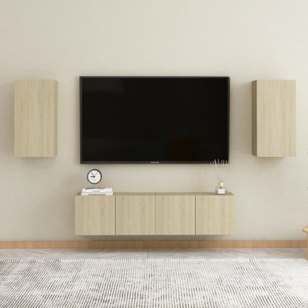 Muebles de pared de TV 4 pzas aglomerado color roble Sonoma de vidaXL, Muebles TV - Ref: Foro24-3078957, Precio: 132,06 €, De...