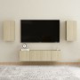 Muebles de pared de TV 4 pzas aglomerado color roble Sonoma de vidaXL, Muebles TV - Ref: Foro24-3078957, Precio: 132,06 €, De...