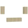 Muebles de pared de TV 4 pzas aglomerado color roble Sonoma de vidaXL, Muebles TV - Ref: Foro24-3078957, Precio: 133,18 €, De...