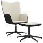 Silla de relax con taburete terciopelo y PVC crema en Sillones | Comprar online en Foru.es