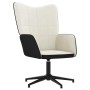 Silla de relax con taburete terciopelo y PVC crema en Sillones | Comprar online en Foru.es