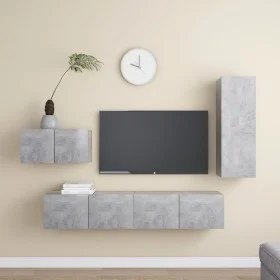 Set muebles de salón TV 4 pzas madera ingeniería gris hormigón de vidaXL, Muebles TV - Ref: Foro24-3079098, Precio: 141,91 €,...