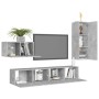 Set muebles de salón TV 4 pzas madera ingeniería gris hormigón de vidaXL, Muebles TV - Ref: Foro24-3079098, Precio: 150,16 €,...