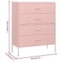 Pink steel drawer cabinet 80x35x101.5 cm by vidaXL, Drawers - Ref: Foro24-336202, Price: 177,10 €, Discount: %