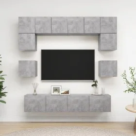 Set muebles de salón TV 8 pzas madera ingeniería gris hormigón de vidaXL, Muebles TV - Ref: Foro24-3079111, Precio: 237,81 €,...