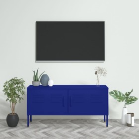 Mueble para TV de acero azul marino 105x35x50 cm de vidaXL, Muebles TV - Ref: Foro24-336226, Precio: 157,07 €, Descuento: %