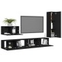 Juego de mueble para TV de 4 piezas aglomerado negro de vidaXL, Muebles TV - Ref: Foro24-3078781, Precio: 216,94 €, Descuento: %